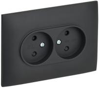 IEK Skandy Графит Розетка двойная б/з со шторками в сборе, винтовой зажим