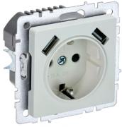 IEK Brite Base Жемчуг Розетка с/з+USB Розетка A+A, (USB type-A 5V, 2,1А)