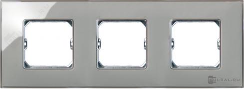 РамкаSimon 27 neos, 3 поста, цвет - дымчатое стекло, пластмасса