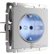 Розетка с подсветкой 
Alumax,  Split,  Slab,  Senso,  Baguette,  Acrylic,  Platinum,  Elite,  Snabb,  Stream,  Flock,  Stark,  Fiore,  Favorit,  Diamant,  Aluminium,  Antik,  Metallic,  без шторок,  с заземлением,  одинарная,  винтовые клеммы,   цвет - с