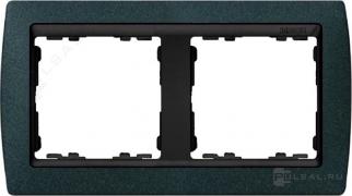 РамкаSimon 82, 2 поста, цвет - зеленая текстура, графит, металл
