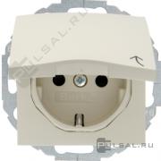 Розетка (механизм внутри поворачивается)
S.1,  со шторками,  с крышкой,  с заземлением,  одинарная,  безвинтовые клеммы,   цвет - бежевый глянцевый