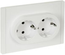 IEK Fortepiano Белый Розетка двойная с/з со шторками в сборе, винтовой зажим