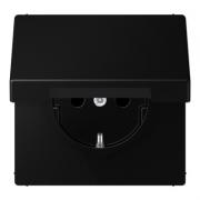 Jung LS 990 Черный матовый Розетка с/з со шторками, безвинтовые клеммы