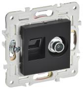 IEK Skandy Черный Розетка TV+RJ45 кат.5E