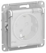 Atlas Design Aqua Белый Розетка с/з со шторками с крышкой IP44