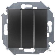 ВыключательSimon 15, трехклавишный, без подсветки, цвет - графит