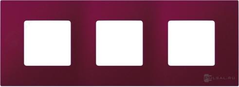 Рамка-декорSimon 27 play, 3 поста, цвет - баклажановый artic, пластмасса