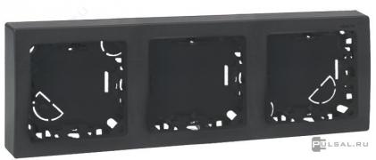 Рамка-корпус накладного монтажаSimon 73 Loft, 3 поста, цвет - графит, пластмасса