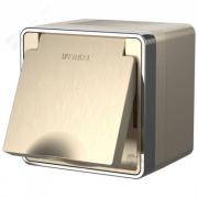 Розетка
Gallant,  со шторками,  с крышкой,  с заземлением,  одинарная,  винтовые клеммы,   цвет - шампань рифленый