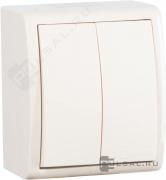 ВыключательSimon 15 Aqua, двухклавишный, без подсветки, цвет - слоновая кость