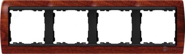 РамкаSimon 82, 4 поста, цвет - вишня, графит, дерево