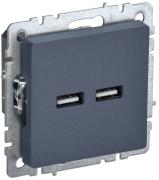 IEK Brite Base Маренго Розетка USB А+А 3,1А (USB type-A 5V)