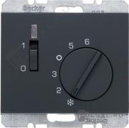 Терморегулятор 10А, НЗ-контакт, 24В
K.1,  поворотный,  датчик t° воздуха (встроенный),  без таймера,   цвет - антрацит матовый