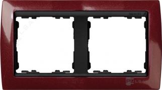 РамкаSimon 82, 2 поста, цвет - гранатовый металлик, графит, металл