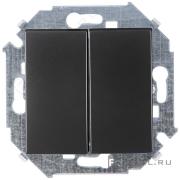 ВыключательSimon 15, двухклавишный, без подсветки, цвет - графит