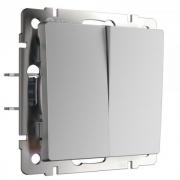 Кнопка Н.О.+Н.О.
Alumax,  Split,  Slab,  Senso,  Baguette,  Acrylic,  Platinum,  Elite,  Snabb,  Stream,  Flock,  Stark,  Fiore,  Favorit,  Diamant,  Aluminium,  Antik,  Metallic,  двухклавишный,   цвет - серебряный