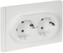 IEK Fortepiano Белый Розетка двойная с/з в сборе, винтовой зажим