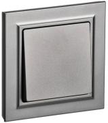 IEK Brite Base Сталь Выключатель 1-клавишный в сборе