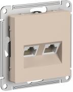 Atlas Design Песочный Розетка компьютерная 2-ая RJ45+RJ45, кат.5e
