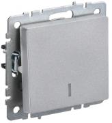 IEK Brite Base Алюминий Переключатель 1-клавишный с подсветкой