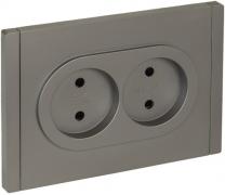 IEK Fortepiano Сталь Розетка двойная б/з со шторками в сборе, винтовой зажим