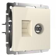 Розетка TV+RJ45
Alumax,  Split,  Slab,  Senso,  Baguette,  Acrylic,  Platinum,  Elite,  Snabb,  Stream,  Flock,  Stark,  Fiore,  Favorit,  Diamant,  Aluminium,  Antik,  Metallic,  телевизионная (TV),  одинарная,   цвет - слоновая кость