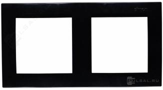 РамкаSimon 15, 2 поста, цвет - черный глянец, пластмасса