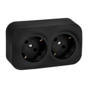 Legrand Quteo Матовый черный Наружный Блок: Розетка 2-ая с/з 45°, винтовые клеммы