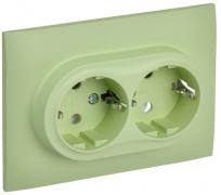 IEK Skandy Мятный Розетка двойная с/з в сборе, винтовой зажим
