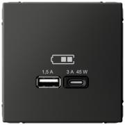 ArtGallery Базальт Розетка USB A+С 45Втс быстрой зарядкой (USB type-C 5V,  USB type-A 5V)