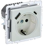 IEK Brite Base Жемчуг Розетка с/з+USB A+С, с быстрой зарядкой, (USB type-C 5V, USB type-A 5V, 3,1 А)