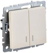 IEK Brite Base Бежевый Выключатель 2-клавишный с подсветкой