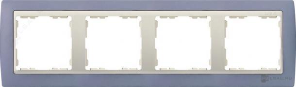 РамкаSimon 82, 4 поста, цвет - сиреневый, слоновая кость, металл, пластмасса