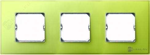 РамкаSimon 27 neos, 3 поста, цвет - лимонный, пластмасса