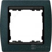 РамкаSimon 82, 1 пост, цвет - зеленая текстура, графит, металл