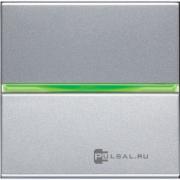 ПереключательZenit, одноклавишный, с индикацией, цвет - серебряный