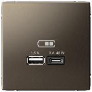 ArtGallery Мокко Розетка USB A+С 45Втс быстрой зарядкой (USB type-C 5V,  USB type-A 5V)