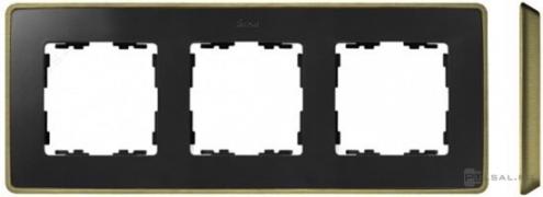 РамкаSimon 82 Detail, 3 поста, цвет - графит, латунь, металл, пластмасса