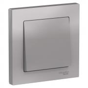 Atlas Design Алюминий Выключатель 1-клавишный в сборе
