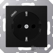 Jung A 500 Черный матовый Розетка с/з + USB тип C (USB type-C 5V)