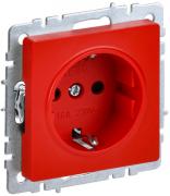 IEK Brite Base Красный Розетка с/з со шторками, винтовой зажим