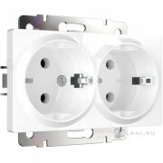 Розетка
Alumax,  Slab,  Senso,  Baguette,  Acrylic,  Platinum,  Elite,  Snabb,  Stream,  Flock,  Stark,  Fiore,  Favorit,  Diamant,  Aluminium,  Antik,  Metallic,  без шторок,  с заземлением,  двойная,  винтовые клеммы,   цвет - белый