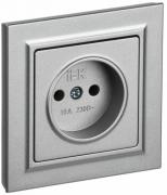 IEK Brite Алюминий Розетка б/з в сборе, винтовой зажим