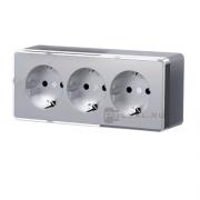 Розетка
Gallant,  со шторками,  с заземлением,  тройная,  винтовые клеммы,   цвет - серебряный