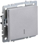 IEK Brite Base Алюминий Выключатель 1-клавишный с подсветкой
