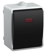 IEK ФОРС Серый Переключатель 1-клавишный с подсветкой
