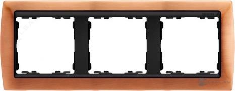 РамкаSimon 82, 3 поста, цвет - античная медь, графит, металл