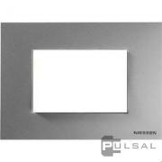 Рамка (итальянский стандарт)
Zenit,  3 модуля,   цвет - серебряный,  пластмасса