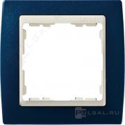 РамкаSimon 82, 1 пост, цвет - синий металлик, слоновая кость, металл